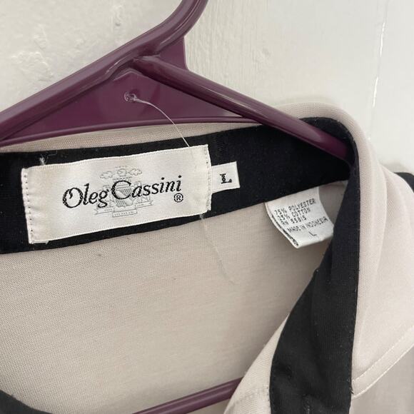 Vintage Oleg Cassini Geometric Polo Shirt L Y2K 90s Retro Gray Streetwear - Picture 4 of 8